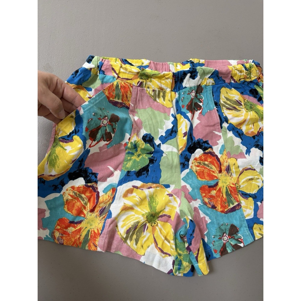 Hester & Orchard Shorts Womens Sz Large Floral Linen Blend Boho Artsy Tropical - Picture 3 of 10